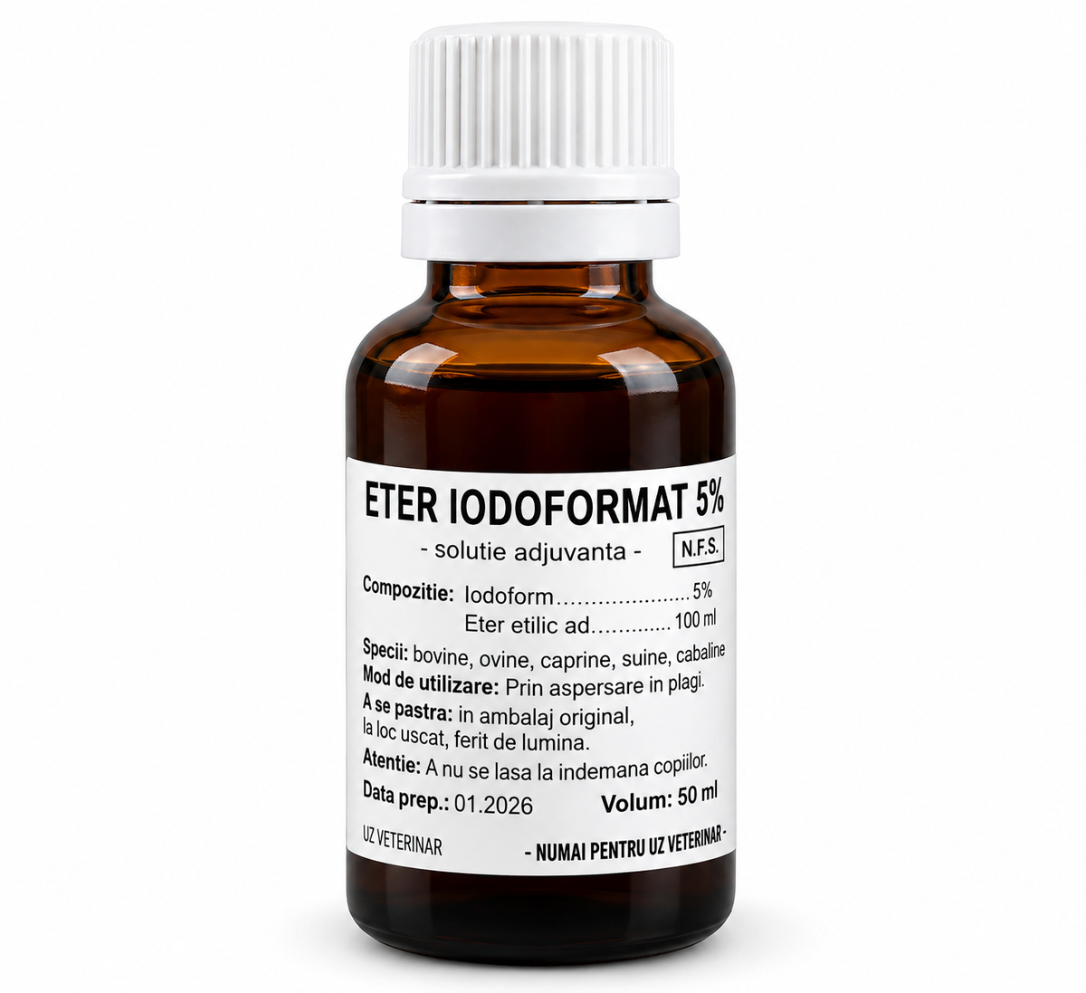 Eter Iodoformat 5% – soluție adjuvantă pentru uz veterinar, 20 ml