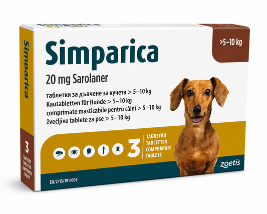 Simparica comprimate masticabile antiparazitare pentru câini, 1 comprimat