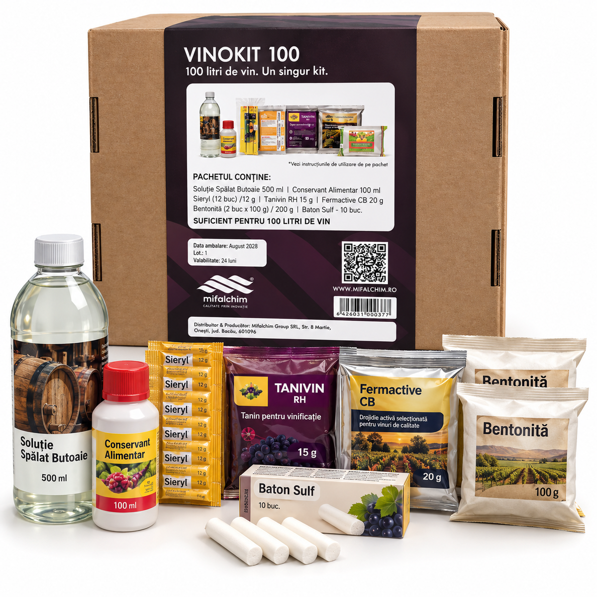 VinoKit 100 - kit complet 7 produse pentru a obține 100 L de vin