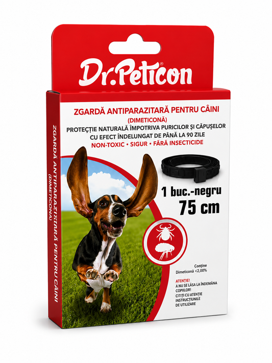 Zgardă antiparazitară Dr. Peticon pentru câini, 43 cm / 75 cm