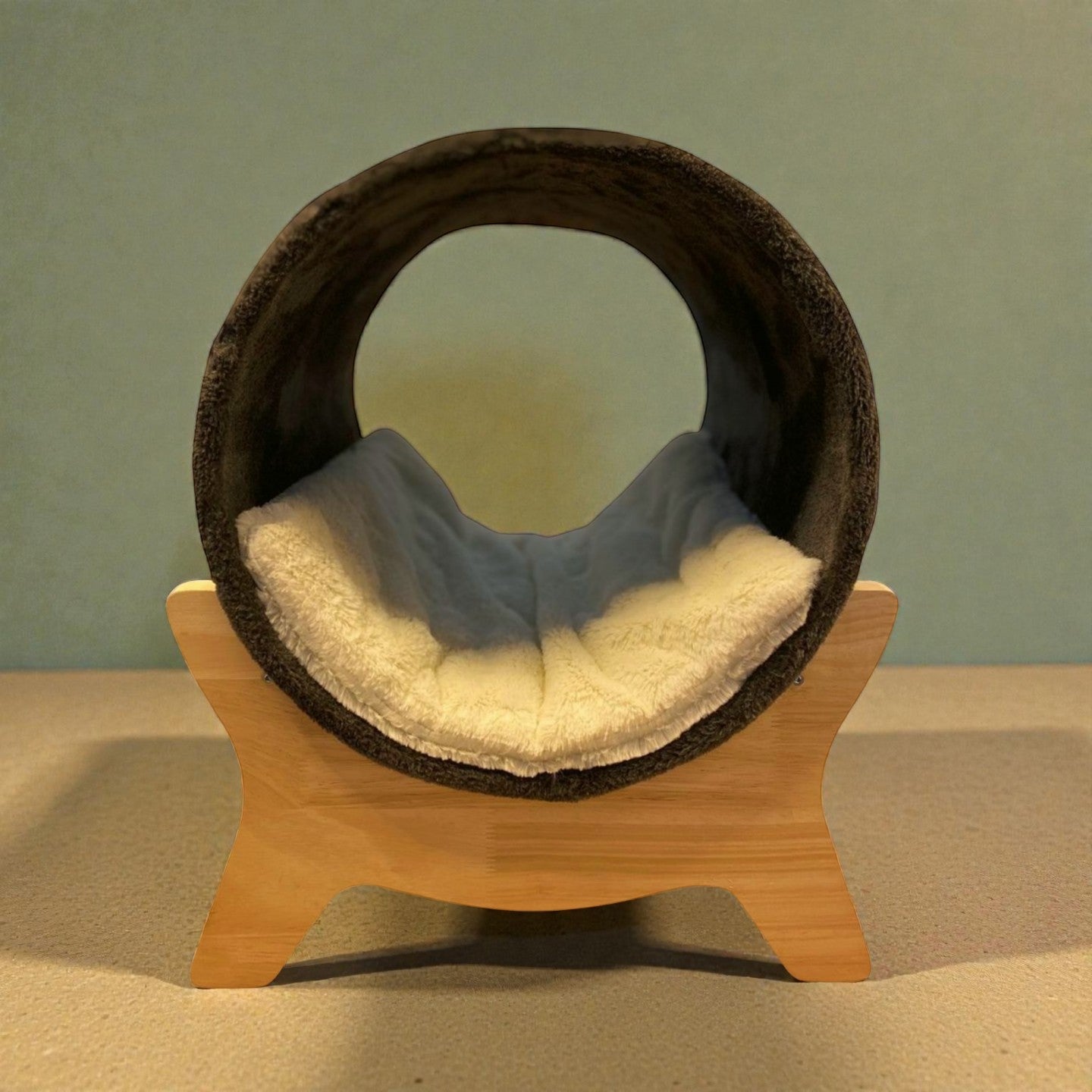 Pat tunel pentru pisici cu suport de Lemn