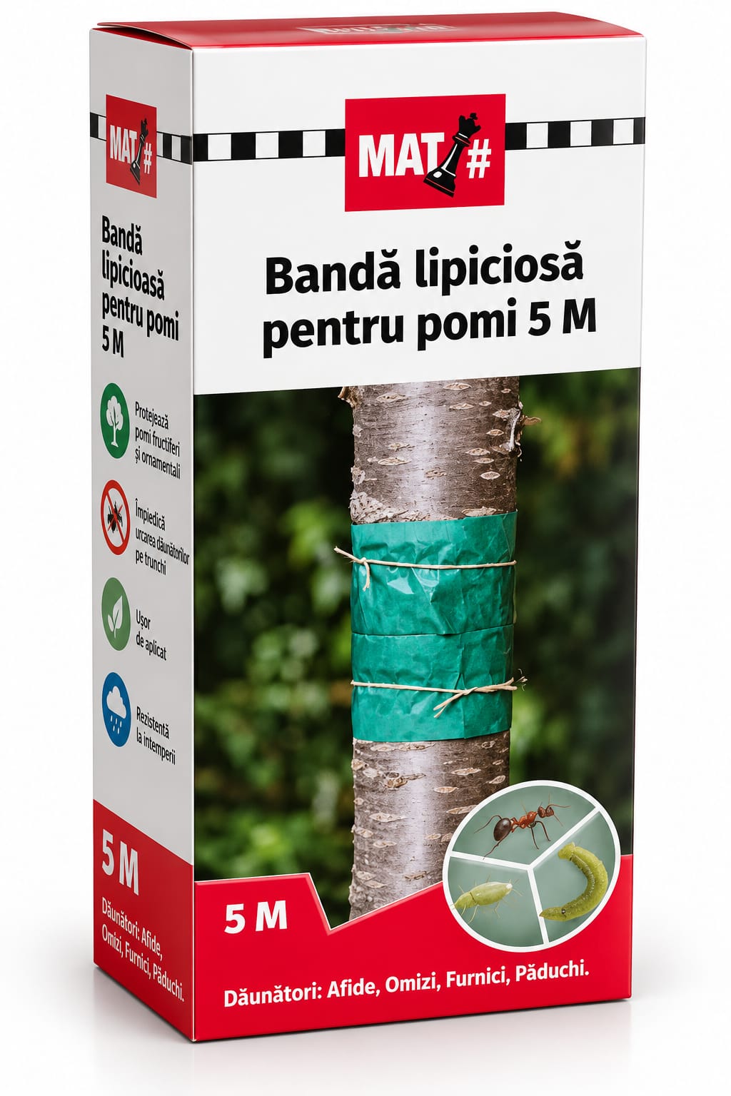 Bandă lipicioasă pentru pomi – protecție fără insecticid