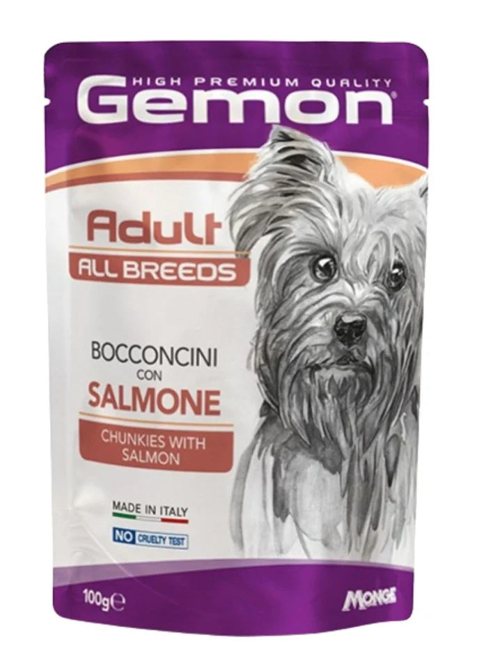 GEMON D POUCHES CHUNKIES ADULT SALMON 100GR