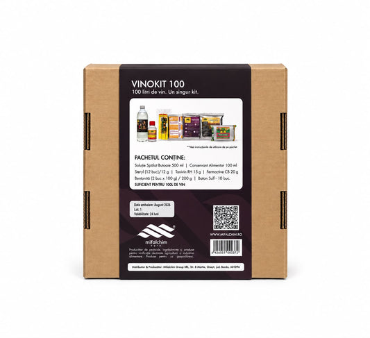 VinoKit 100 - kit complet 7 produse pentru a obține 100 L de vin