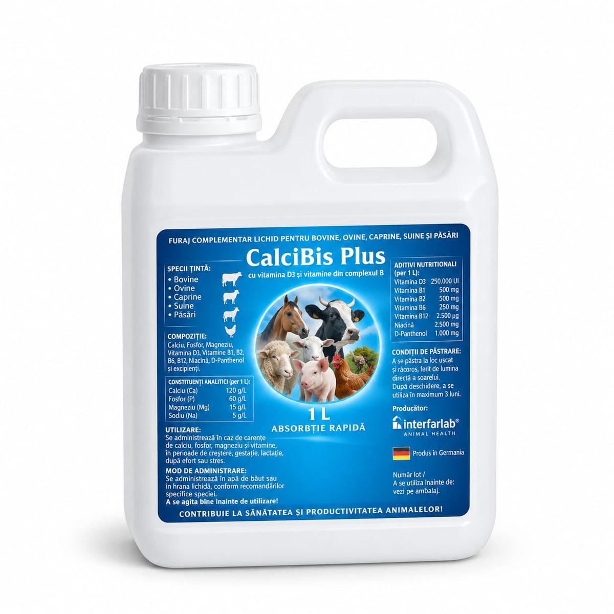 CalciBis Plus 1 L – complex mineral și vitaminic pentru animale