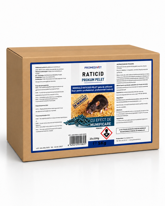 Raticid PROKUM PELET 5 kg (25 × 200 g) – Momeală raticidă profesională