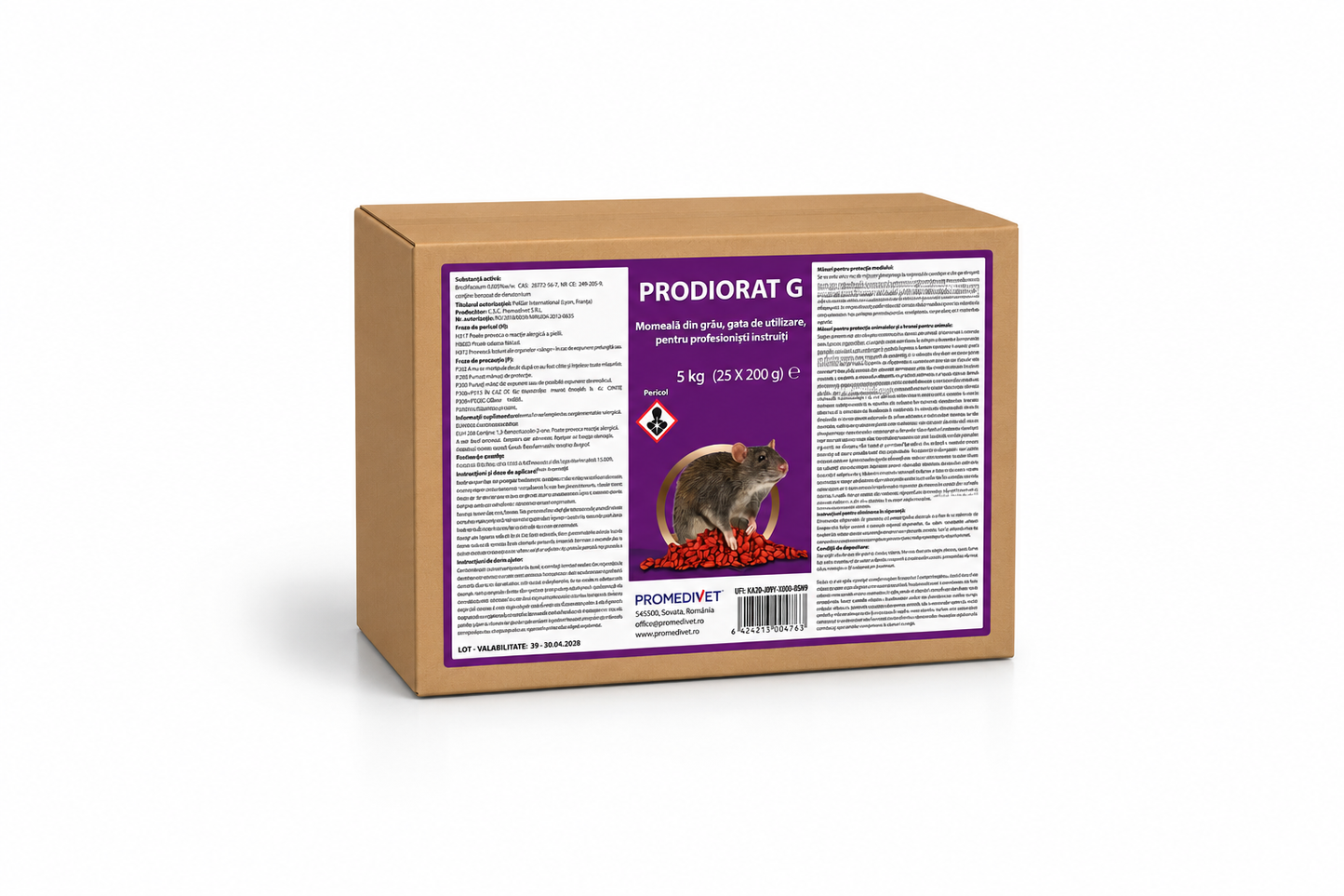 PRODIORAT G 5 kg (25 x 200 g) – Momeală raticidă din grâu gata de utilizare