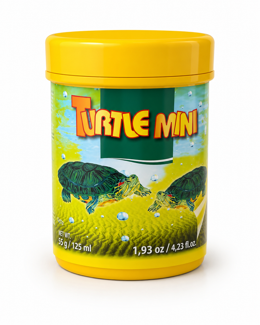 Turtle Mini – Hrană completă pentru puii de țestoase de apă (55 g / 125 ml)