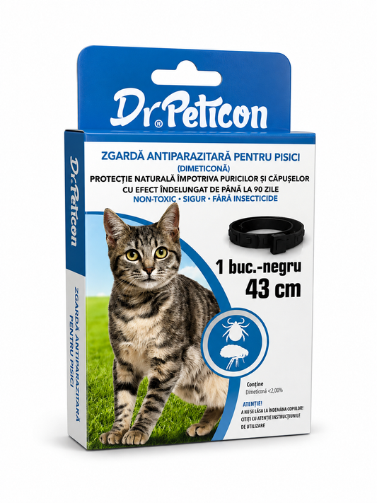 Zgardă antiparazitară Dr. Peticon pentru pisici, 43 cm