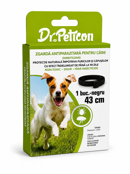 Zgardă antiparazitară Dr. Peticon pentru câini, 43 cm / 75 cm