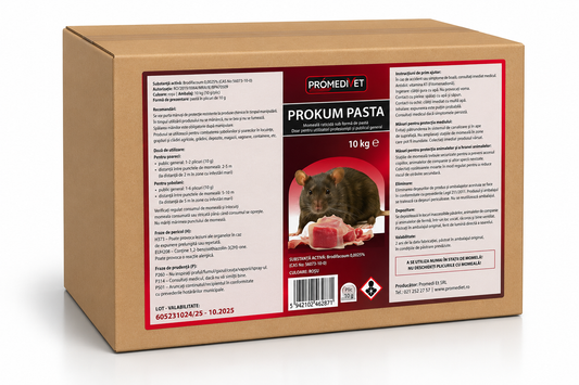 Raticid PROKUM PASTA Roșie- cutie 10kg, Otrava Profesională pentru Șoareci și Șobolani