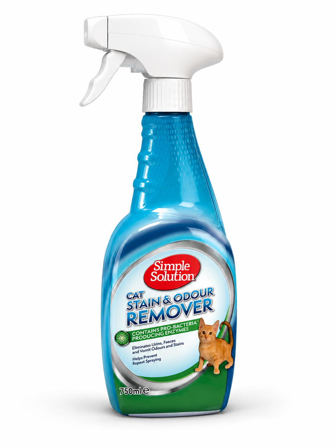 Simple Solution Cat Stain & Odour Remover – Spray pentru pete și mirosuri de pisică, 750 ml