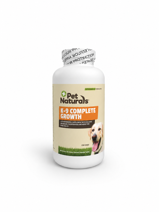 Pet Naturals K-9 Complete Growth – Supliment vitamino-mineral pentru câini, 120 tablete masticabile