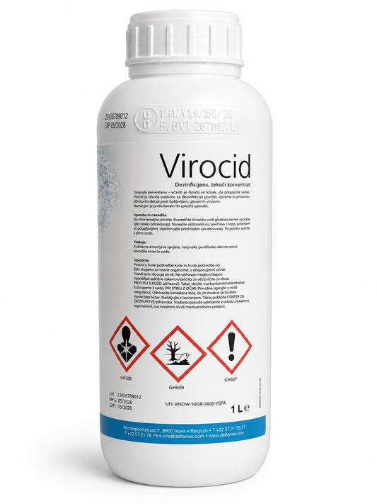 Virocid 1 L – dezinfectant concentrat pentru ferme, adăposturi și echipamente