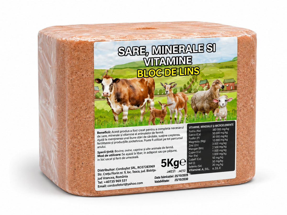 Bloc de lins cu sare, minerale și vitamine – 5 kg