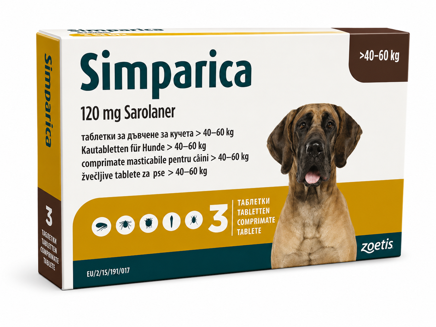 Simparica comprimate masticabile antiparazitare pentru câini, 1 comprimat