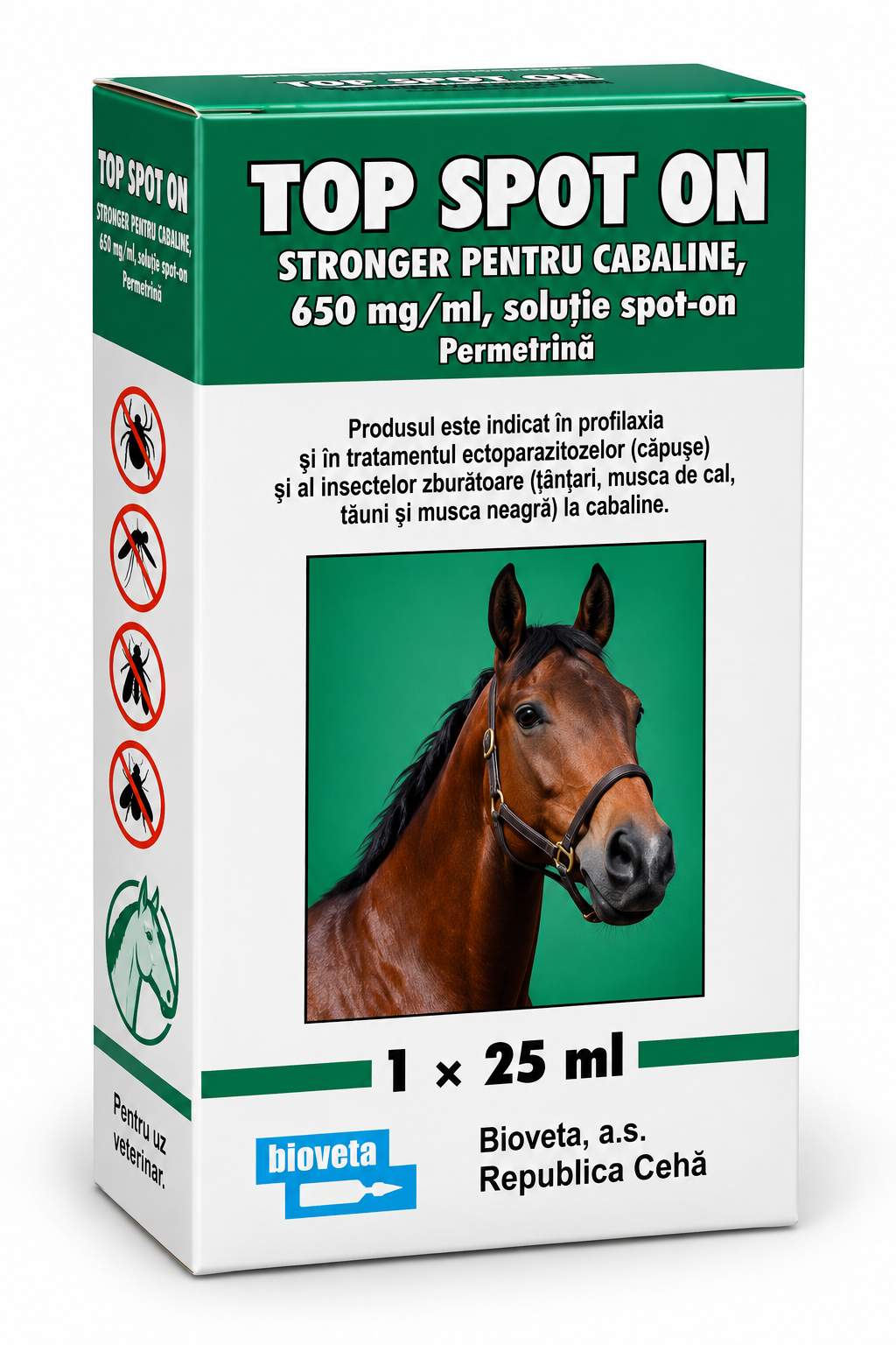 Top Spot On Stronger pentru cabaline – Permetrină 650 mg/ml, 25 ml