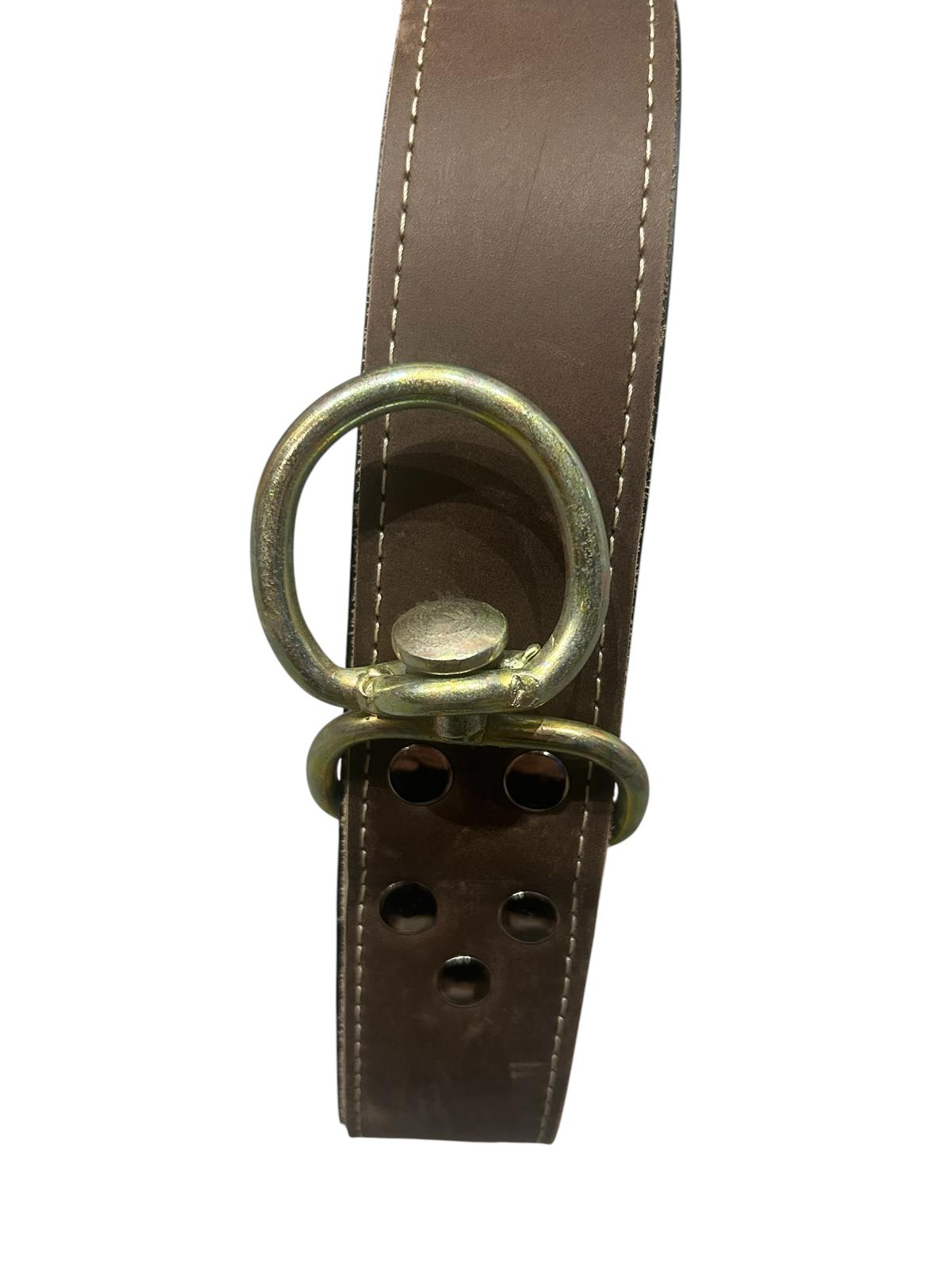 Zgardă piele dubla maro, 5 cm