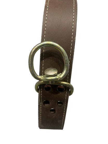 Zgardă piele dubla maro, 5 cm