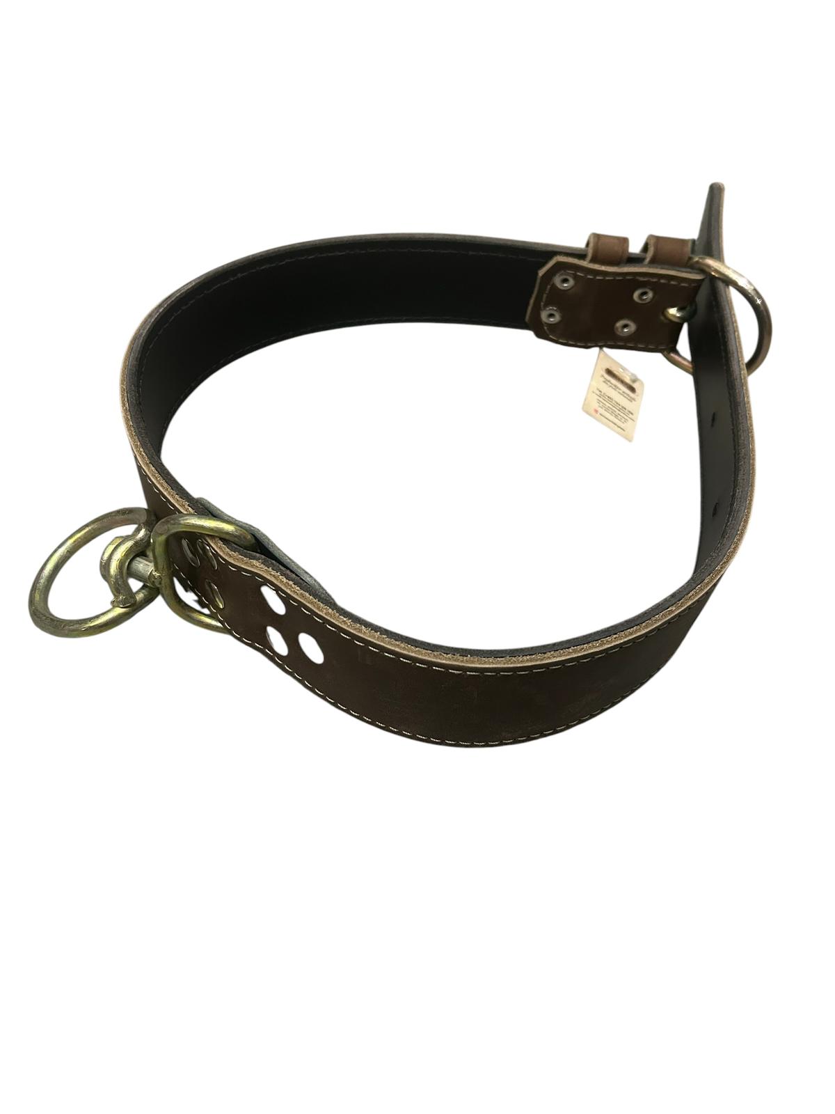 Zgardă piele dubla maro, 5 cm
