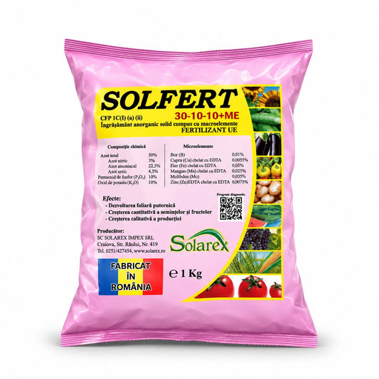 SOLFERT 30-10-10 + ME – îngrășământ pentru creștere vegetativă, 1 kg