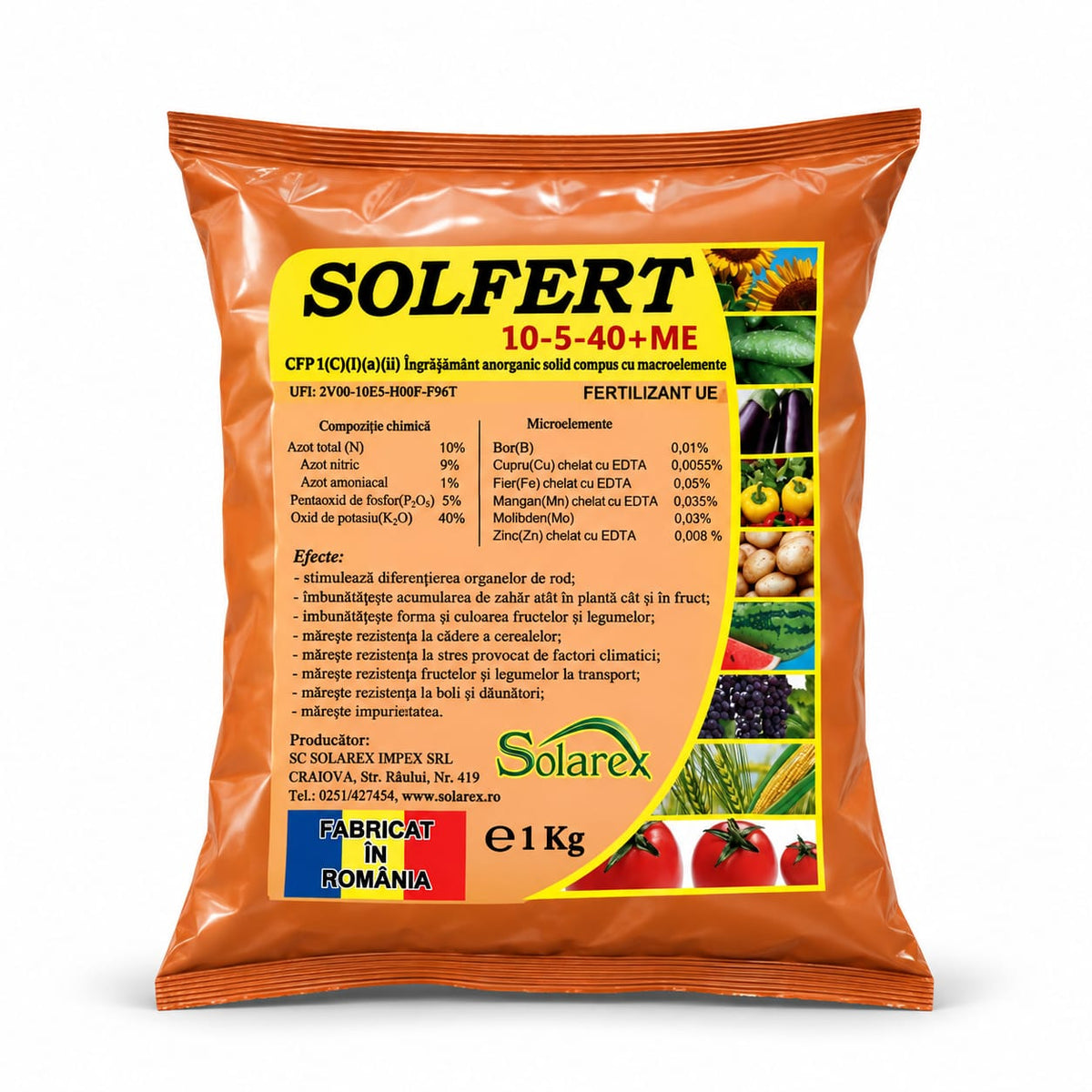 SOLFERT 10-5-40 + ME – îngrășământ cu conținut ridicat de potasiu, 1 kg