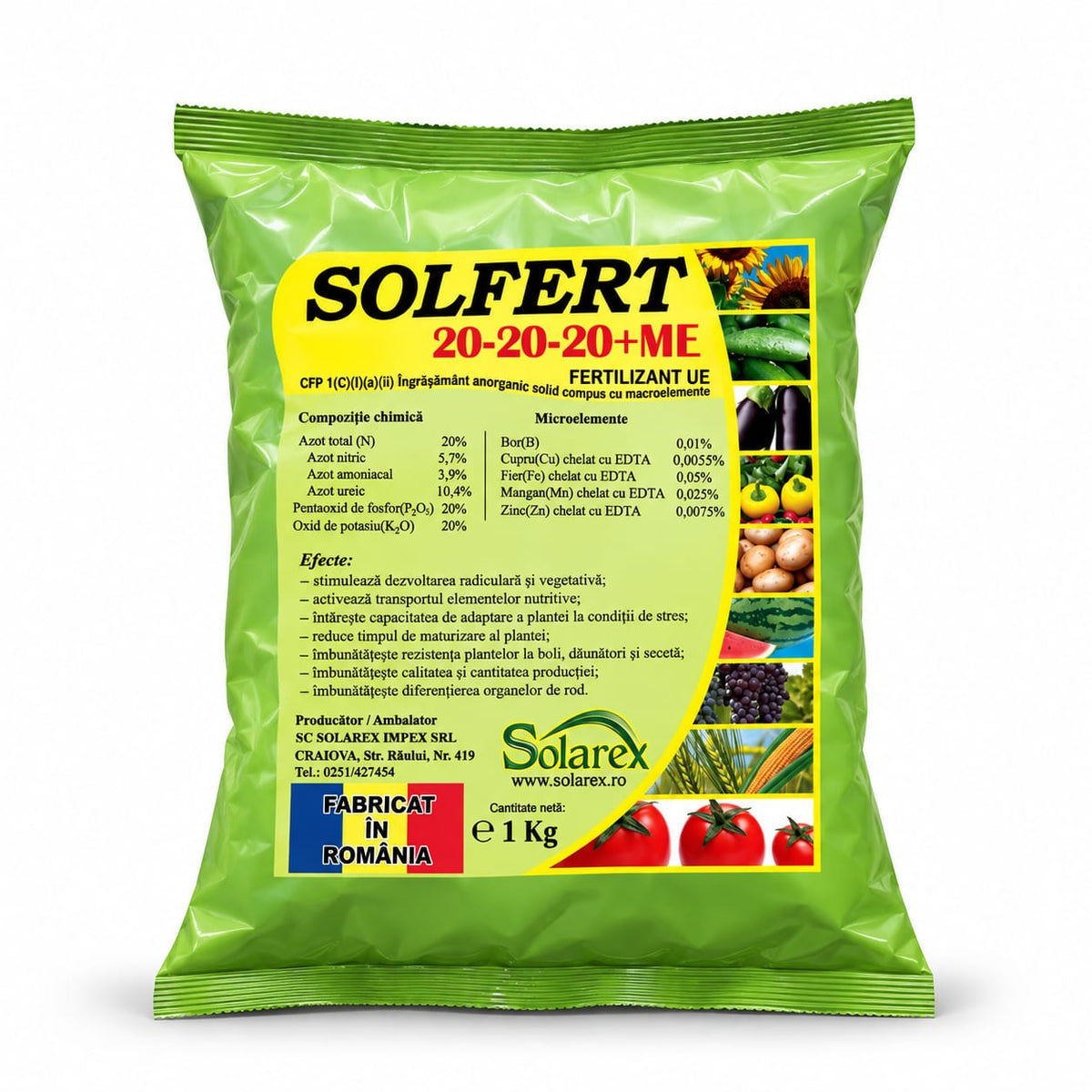 SOLFERT 20-20-20 + ME – îngrășământ complex echilibrat, 1 kg