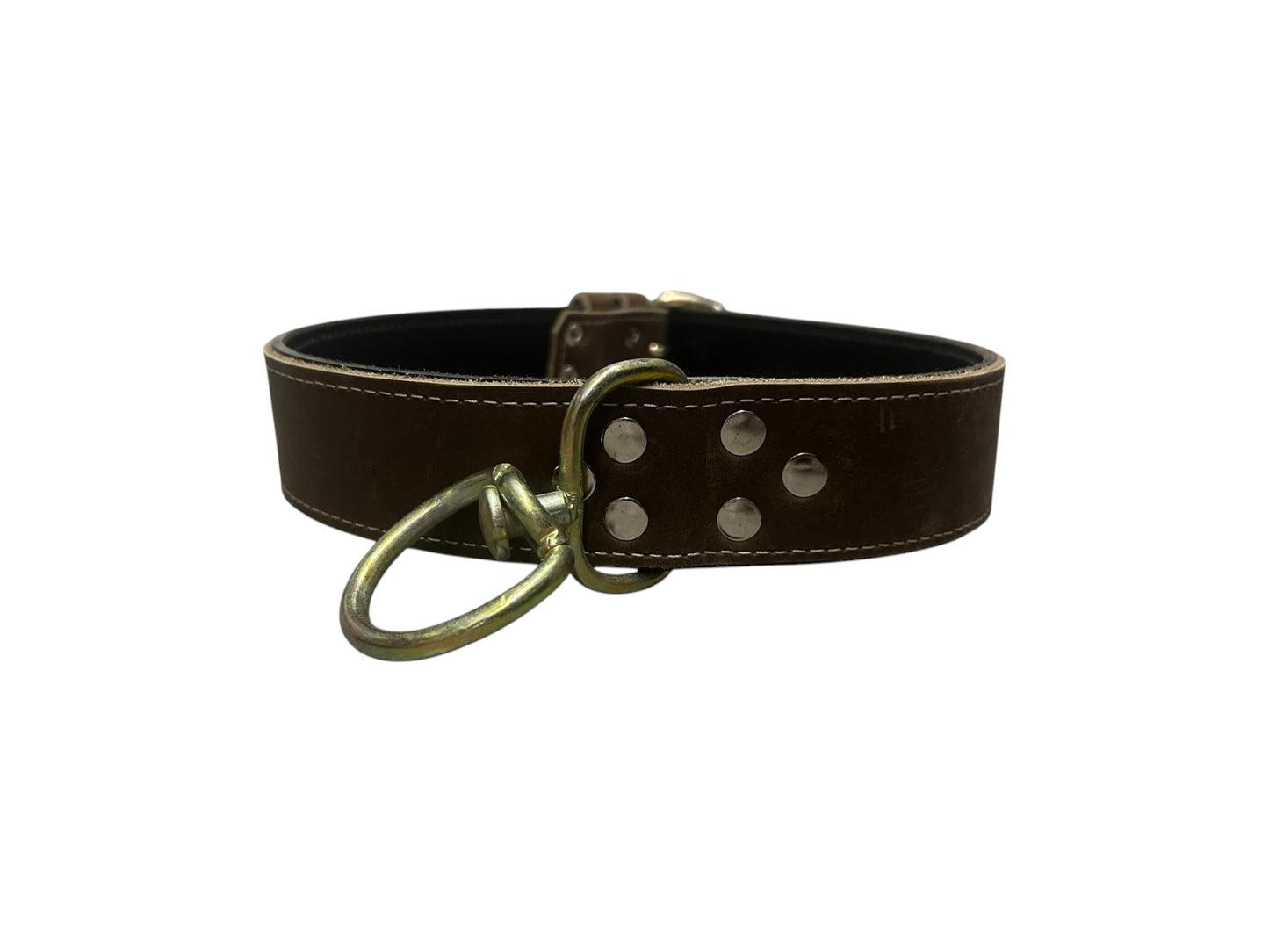 Zgardă piele dubla maro, 5 cm