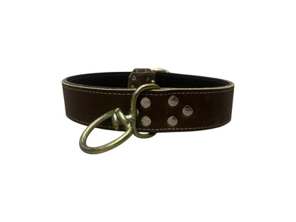 Zgardă piele dubla maro, 5 cm