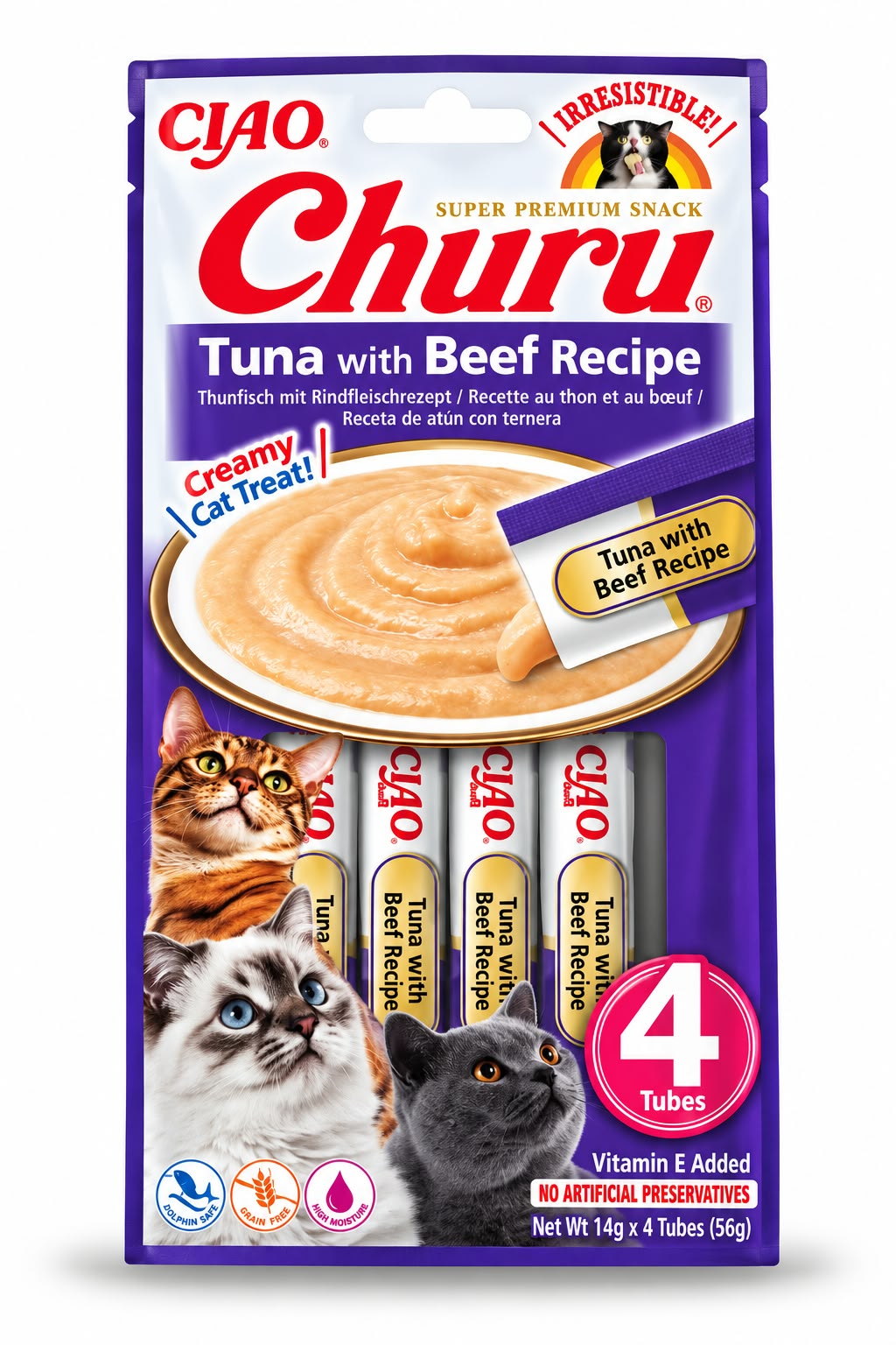 CIAO Churu – recompensă cremoasă pentru pisici, 4 x 14 g