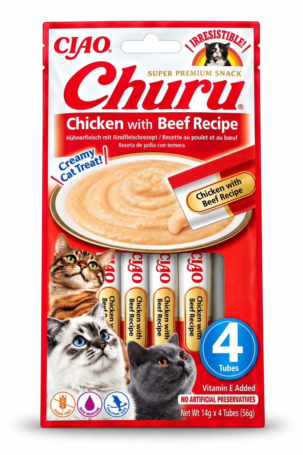 CIAO Churu – recompensă cremoasă pentru pisici, 4 x 14 g