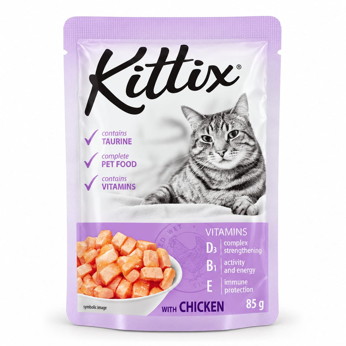 Kittix – Hrană umedă completă pentru pisici, 85 g, diverse sortimente